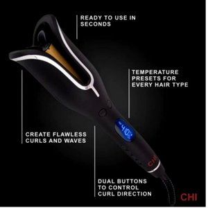 NEW! Luxe CHI Spin N Curl Ceramic 1” inch Rotating Curler (CA2247) Onyx Black